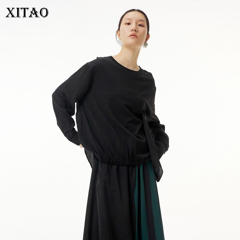 

XITAO Асимметричная Шифон Пэчворк футболка Женщины GWJ2737
