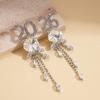 2026 Pendant Rhinestone Tassel Earrings Jewelry Number Earrings  Valentine's Day Gift
