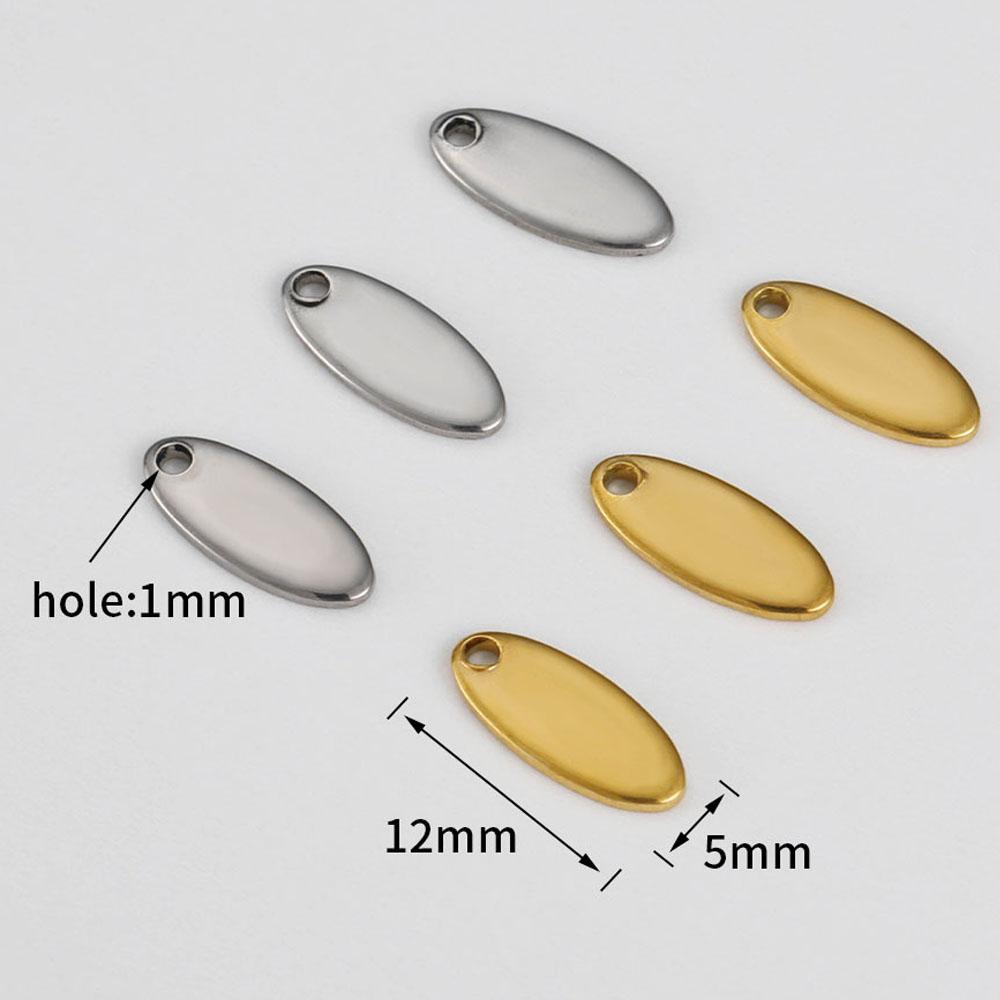 20pcs Oval Gold Stainless Steel Blank Tags Charms Pendants DIY Bracelet Charm Jewelry Making Finding Components Wholesale