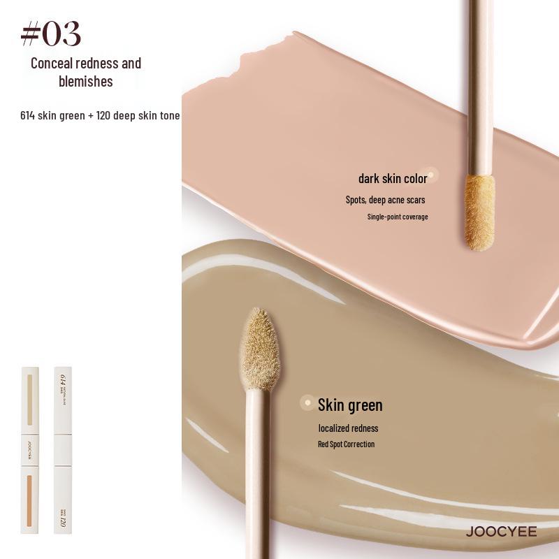 JOOCYEE Yeast Color Correcting Concealer: Double-Ended for Dark Circles, Acne Scars & Blemishes. Brightens and Moisturizes Face.