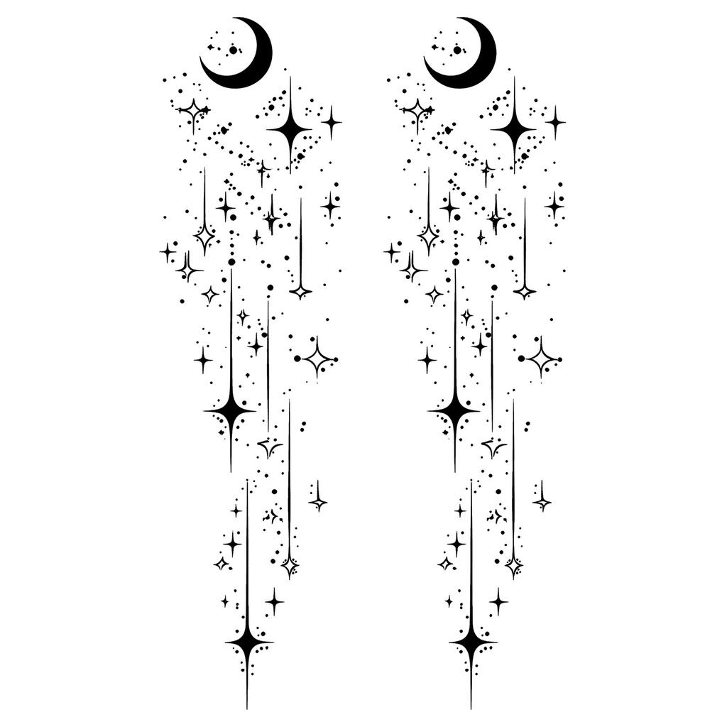 Advanced Sense Domineering Personality Thorn Totem Ribbon Sun Moon Stars Flower Lines Tattoo Sticker
