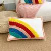 Bohemian Style Rainbow Pillow Cover Soft Cotton Linen With Tassels And Embroidery