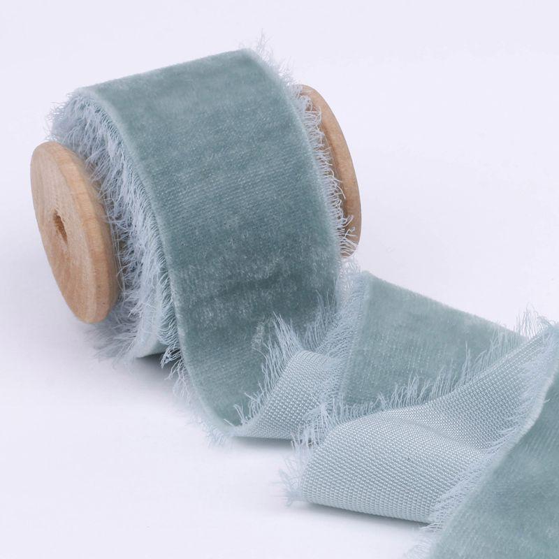 38mm Thickening Velvet Ribbon Handmade Frayed Edged Ribbons Christmas Party Bouquet Gift Packing Decorations DIY Craft