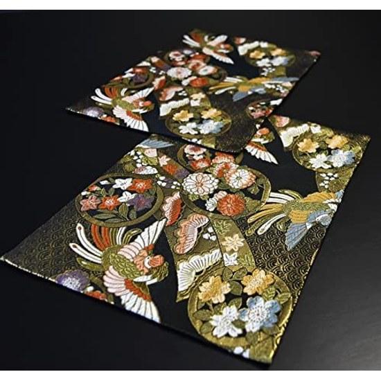 Boxed ready gifts Japanese present that foreigners will appreciate. Kimono-style obi-patterned wa-fu tea mat set 2 full design (Asuka).
