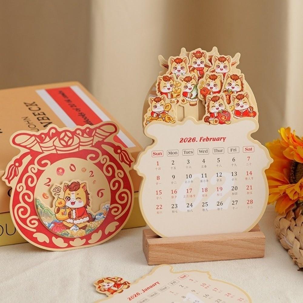 Wooden Stand Flowers Desk Calendar Card Insert Standing Desk Calendar Mini Desk Calendar  Festival
