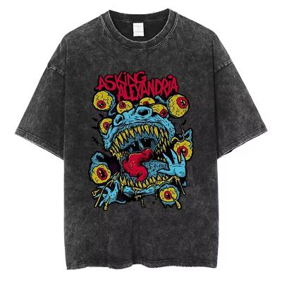 ASKING ALEXANDRIA Gotico Diavolo Multiocchi Stampa Grafica T-shirt Uomo Donna Streetwear Cotone Vintage Oversize Magliette Nere