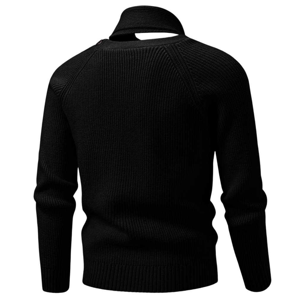 Herren Casual einfarbiger Patchwork-Stil Langarm Rollkragenpullover, Herren Figurbetonter Strickpullover, Schalkragenpullover