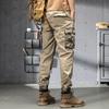 Trendmarke Mehrfach-Taschen Latzhose Herren gebundene Füße lässige lockere Hose Herren High-End blau Sport Herrenhose