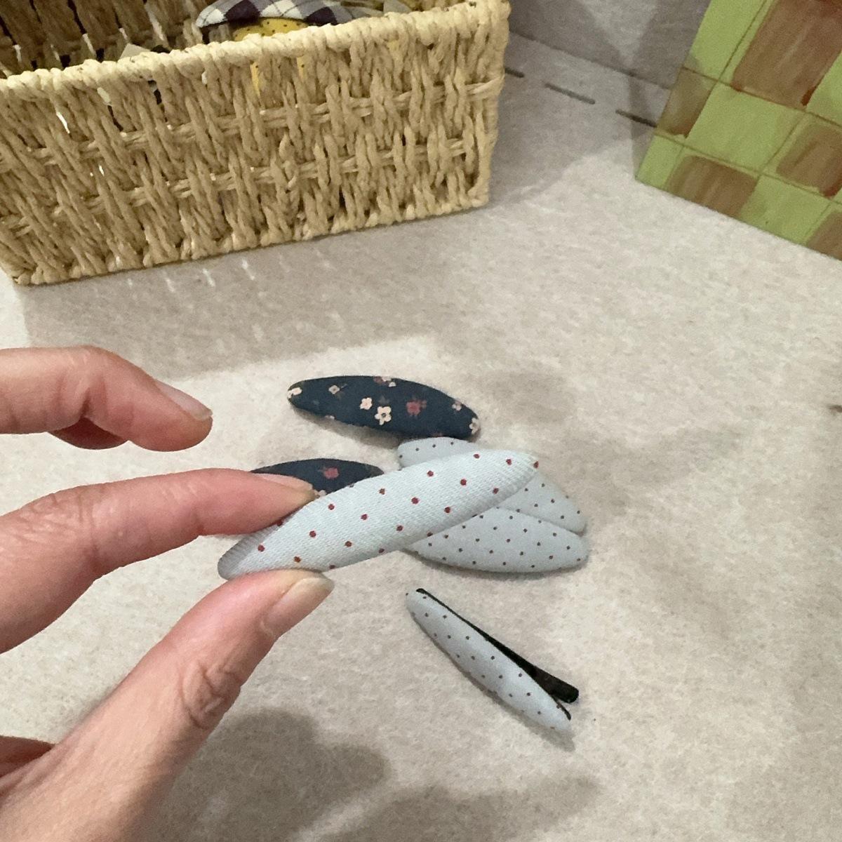 

Polka Dot Korean Style Plaid Cotton Hair Clip with Cute Cartoon Patch