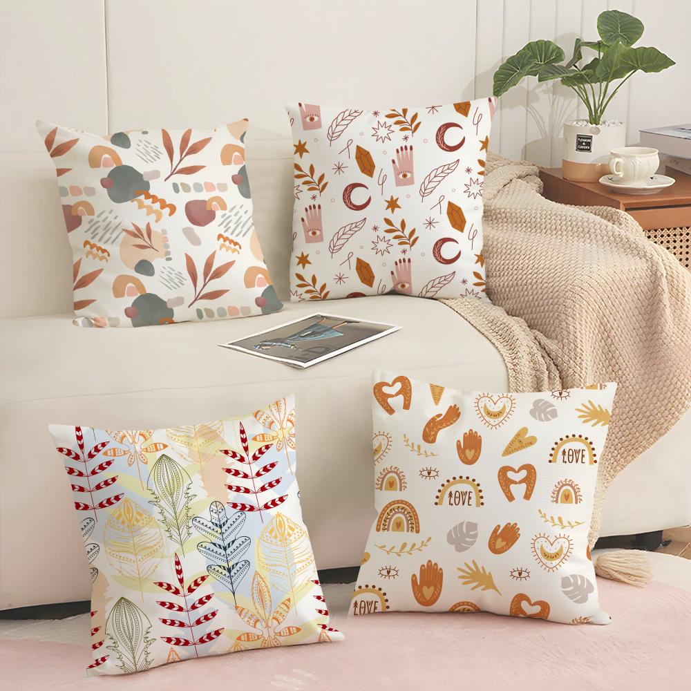 Abstract Boho Pattern Cushion Cover Soft Short Plush Pillow Cover Smooth Cozy Texture Aesthetic Cushion Case Home Decor