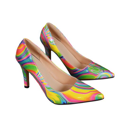 Women's Pointed Pumps Colorful High Heel Slip-On Wedding Shoes Thin Heels Bridal