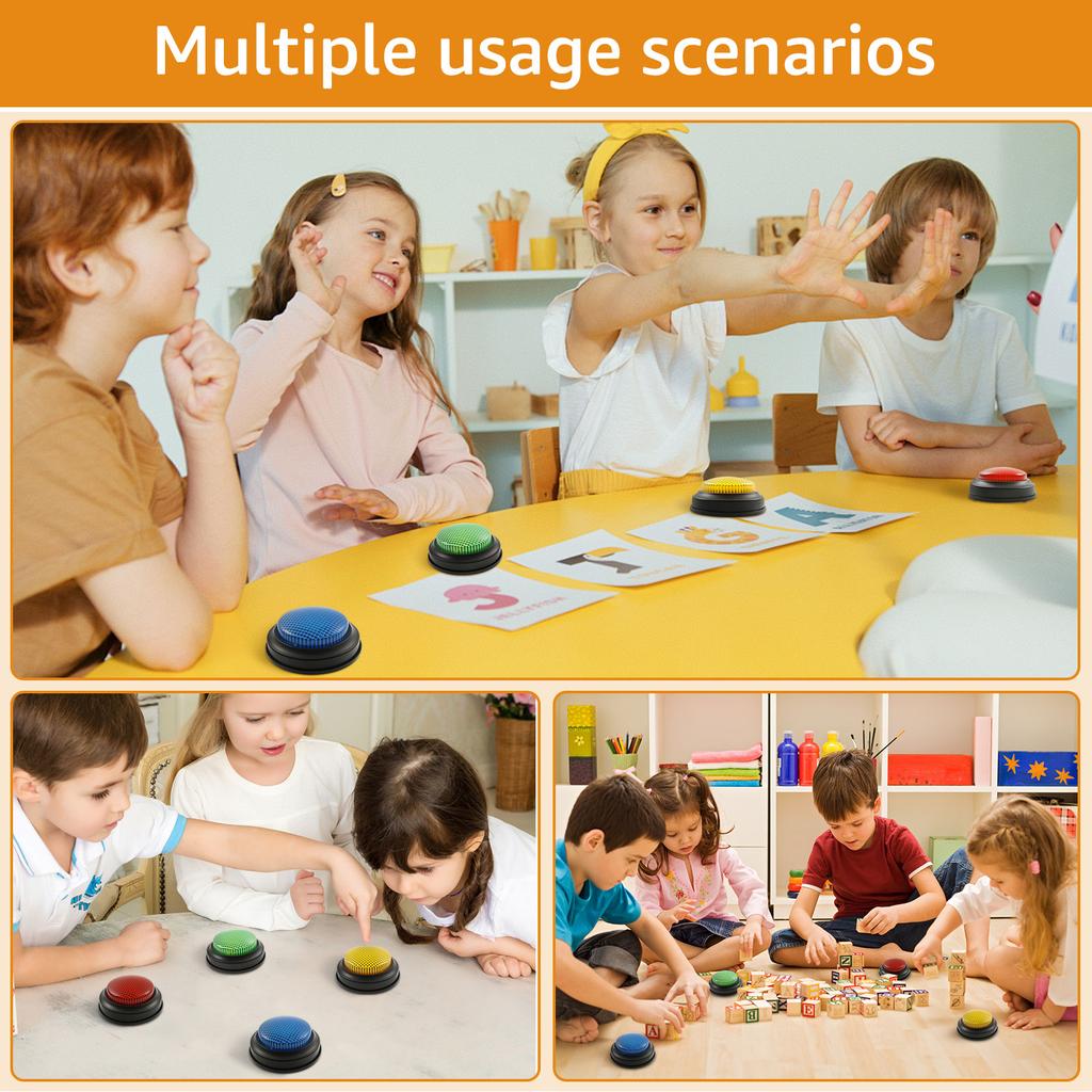 4 Pcs Answer Buzzers Game Show Buzzer Buttons Interactive Family Feud Buzzer with Lights and Sound for Party Game Show Classroom