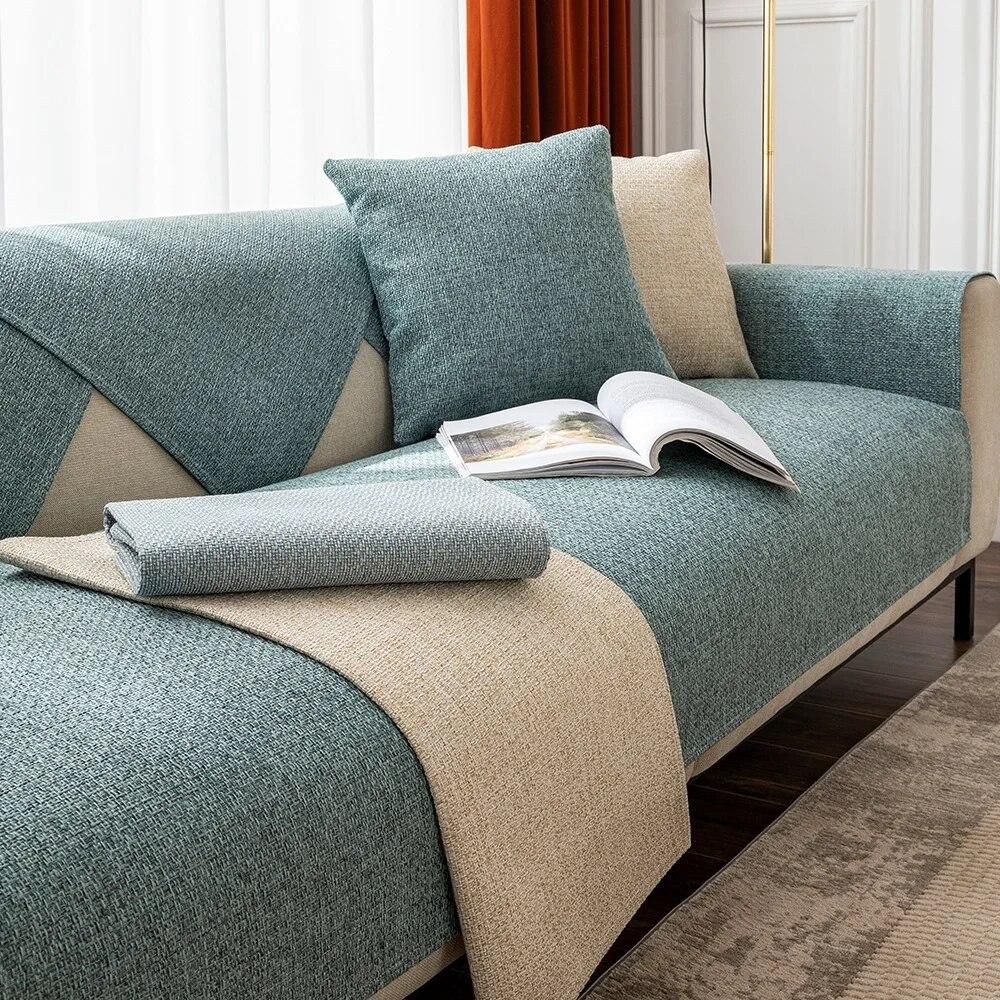 Cotton And Linen Sofa Cover Four Seasons Universal Living Room Thickening Non-Slip Sofa Cushion Cover Furniture Dust Cover
