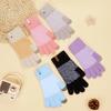 Winter Warm Touchscreen Five-Finger Gloves for Men and Women Fleece-Lined Thickened Knitted Wool Cycling Gloves Fashionable Cold-Weather Protection