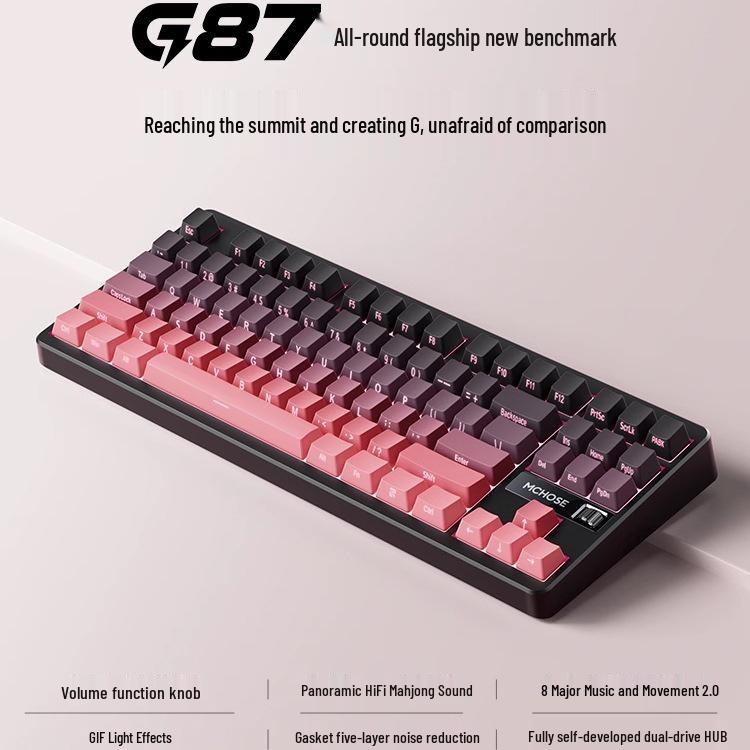 MCHOSE G87 Kabellose Mechanische Tastatur - Seitlich Bedruckt, Drei-Modus Bluetooth, E-Sport Gaming