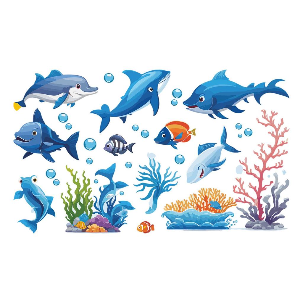 Marine Seabed Creature Stickers for Home Decor - Ideal for Living Room, Bathroom, Children's Room Wall Decorations