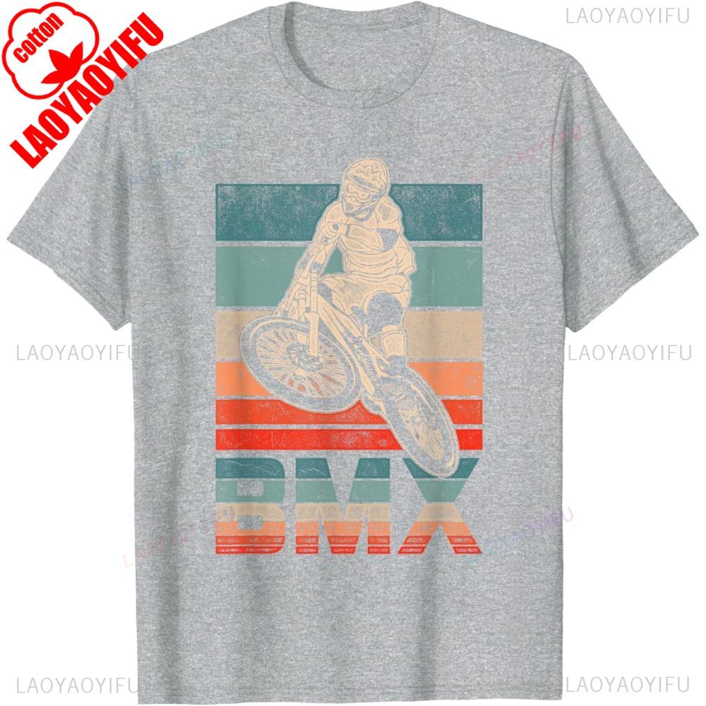 BMX Vélo Vintage Fans Cadeau Garçons Jeunes Vélo BMX T-shirt Mode Décontractée Lâche Style Été Manches Courtes Homme T-shirt Hip Hop T-shirts