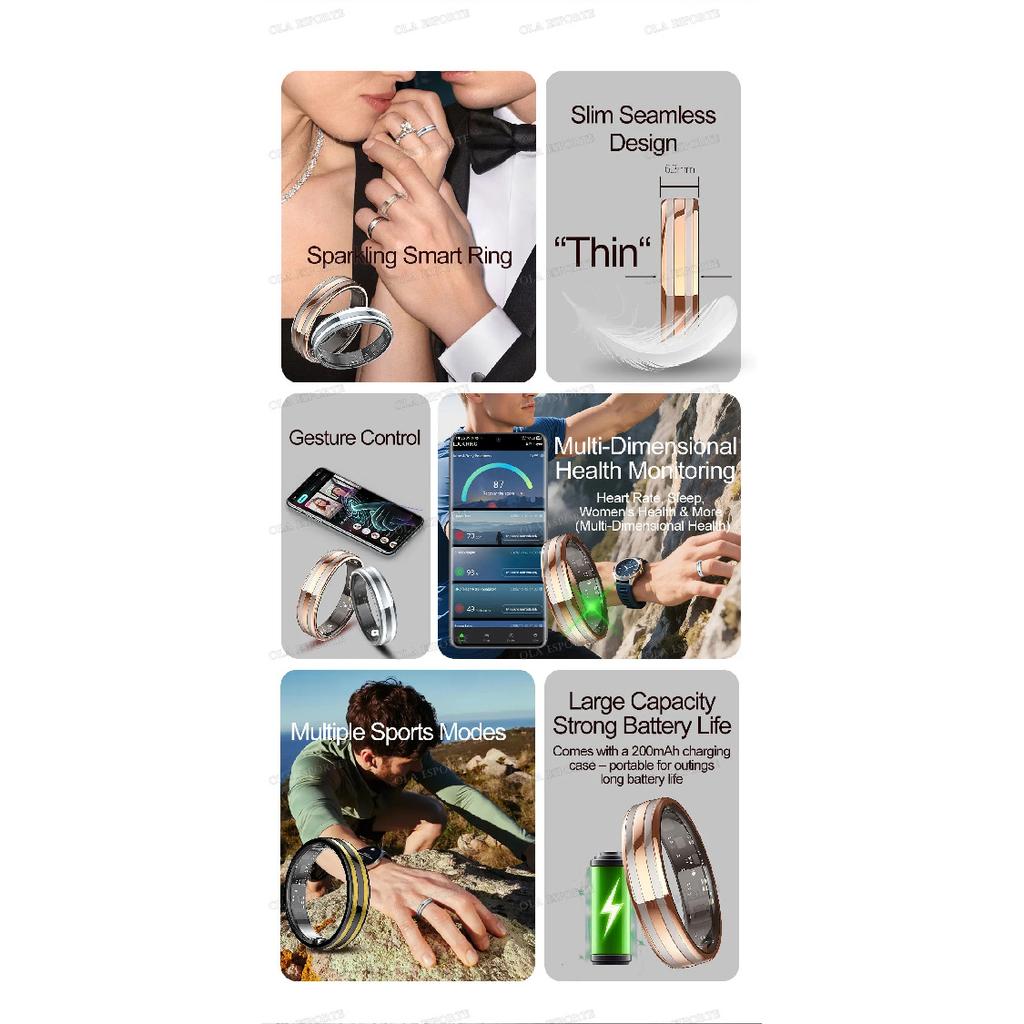 New 6.3mm Thin Smart Ring Health Monitor Smartring Outdoor Waterproof Ring Heart Rate Body Temperature Monitoring Sports rings