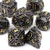 7 Pcs Black Yellow Stripe Metal Dice Solid Metal Polyhedral Dice Set Suitable for Role-Playing RPG  Board Game Card Game
