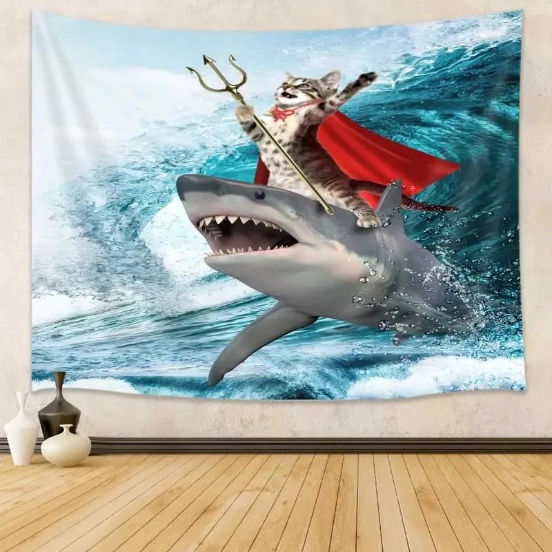 Tapestry ze wzorem rekina oceanicznego Tapestry do biura i salonu Tapestry do dekoracji ścian domu