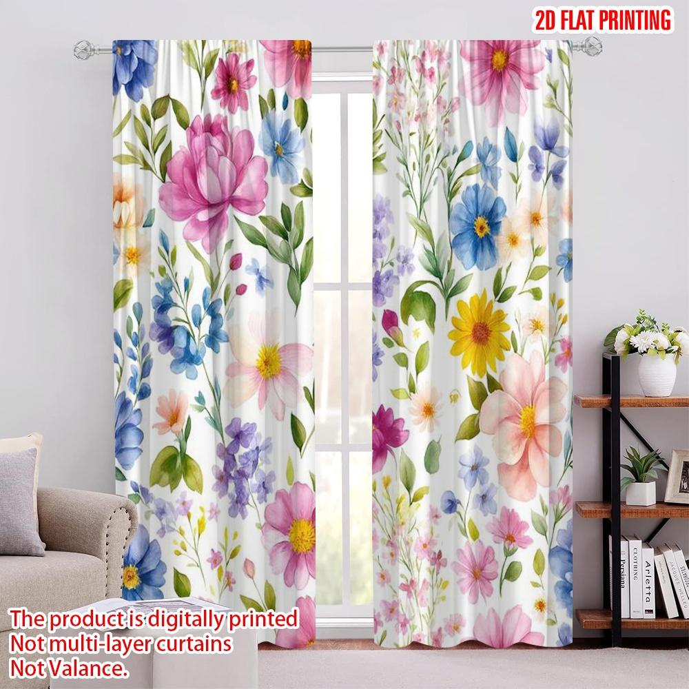 

2pcs,2D plane printing Curtains&Window Treatment Floral Symphony 100% Polyester (without rod) Art Deco Festive Ldeal for Living 52.50 × 116.00 cm 2 pcs
