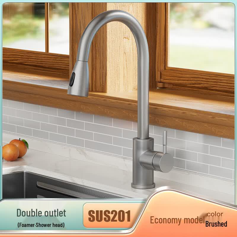 Handun Brass Pull-Out Kitchen Faucet