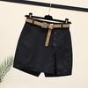 Gonna Pantaloncini Donna Vita Alta Finto Due Pezzi Bottoni Decorativi Spacco Laterale Monocolore Sopra il Ginocchio Tasche Dritti Morbidi Streetwear Abbigliamento Donna