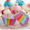 100 Pcs Colorful Rainbow Paper Cake Cup Cupcake Paper Muffin Party Tray Bakeware Stands Cupcake Cases Liners Wedding Party