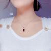 Luxury Simulated Ruby & Diamond Pendant Necklace - Trendy Clavicle Chain for Women