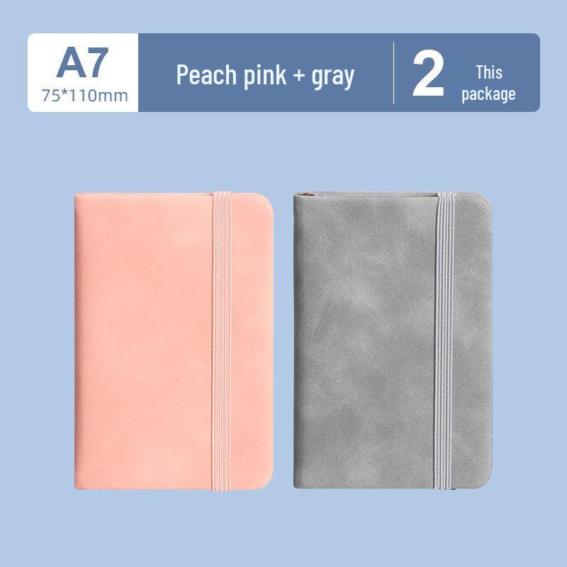 A7 Mini Pocket Notebook with Thick Leather Cover - Retro and Simple Design