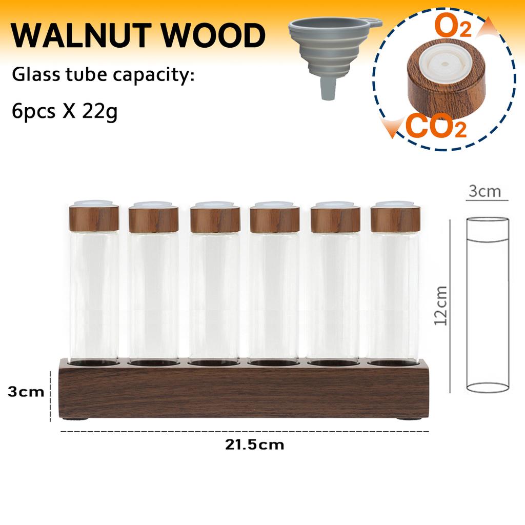 Kaffeebohnen Aufbewahrungsbehälter Präsentationsständer Walnuss Tee Dose Flasche Glas Espresso Kaffee Zubehör Werkzeug Barista Kaffeegeschirr Sets