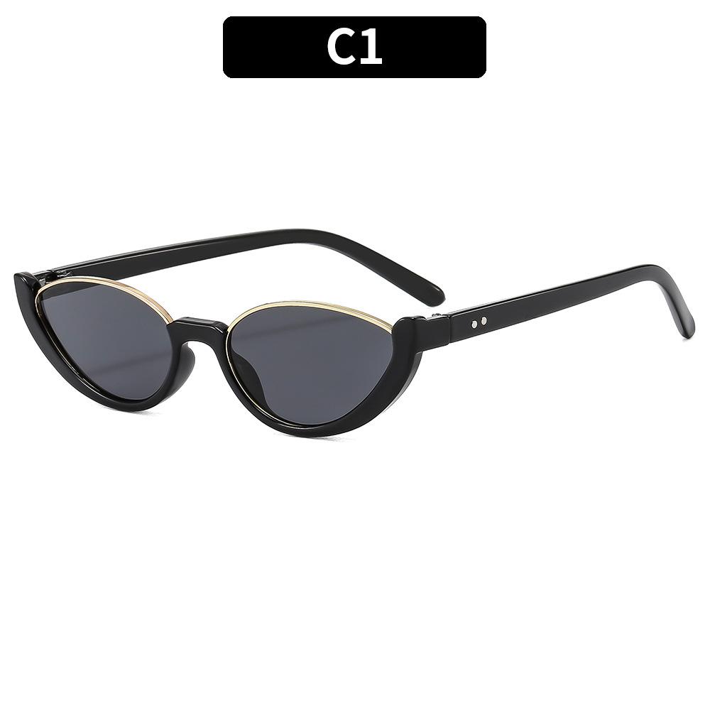 European And American Fashion New Half-Frame Cat Eye Sunglasses Personalized Versatile Street Shooting Plain Sunglasses Simple Trendy Glasses