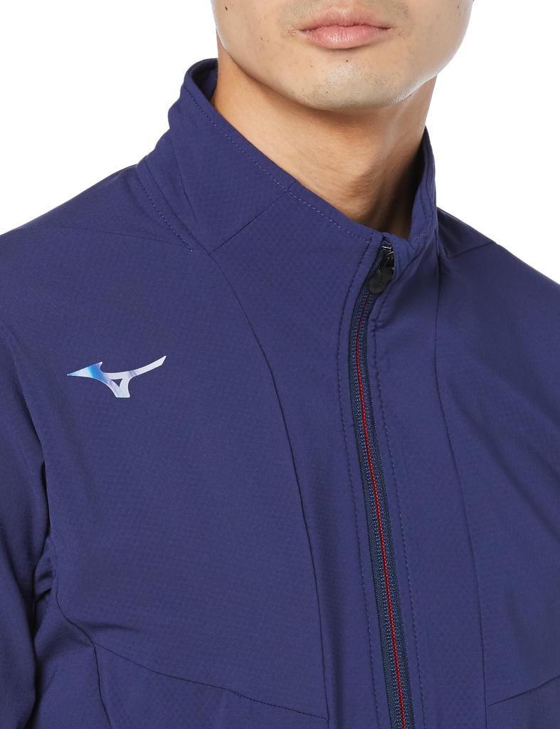 Mizuno Tech Shield Training Blue Size S Jacket, Windproof, Stretch, Water-Repellent, 32MCA552, Men's Depth,