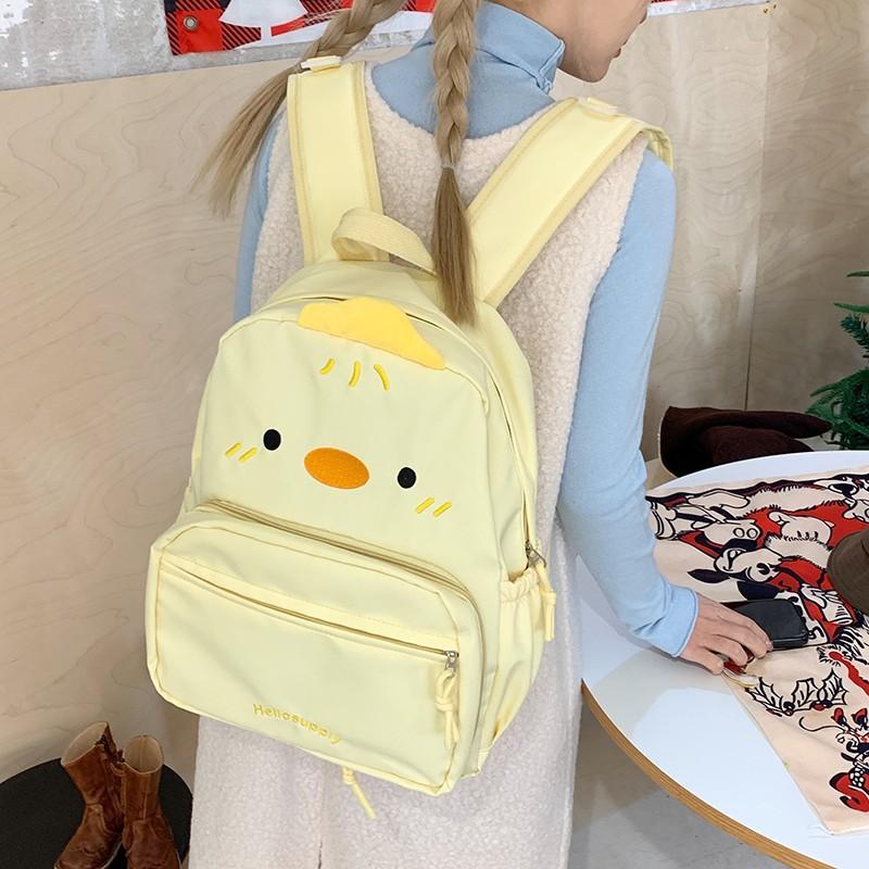 Schoolbag Korean Version Schoolbag Cute Ins Cartoon Chick Backpack Student Schoolbag Female Travel Backpack