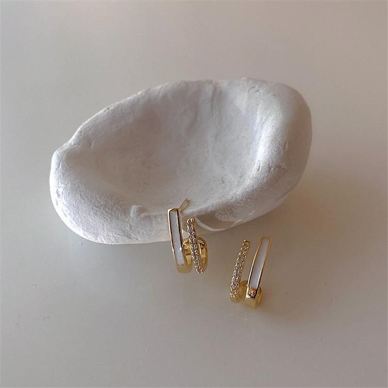 S Silver Needle Douyin Micro-inlaid Zircon Vertical Strip Oil Drop Earrings Light Luxury Simple Temperament Personalized Versatile Earrings