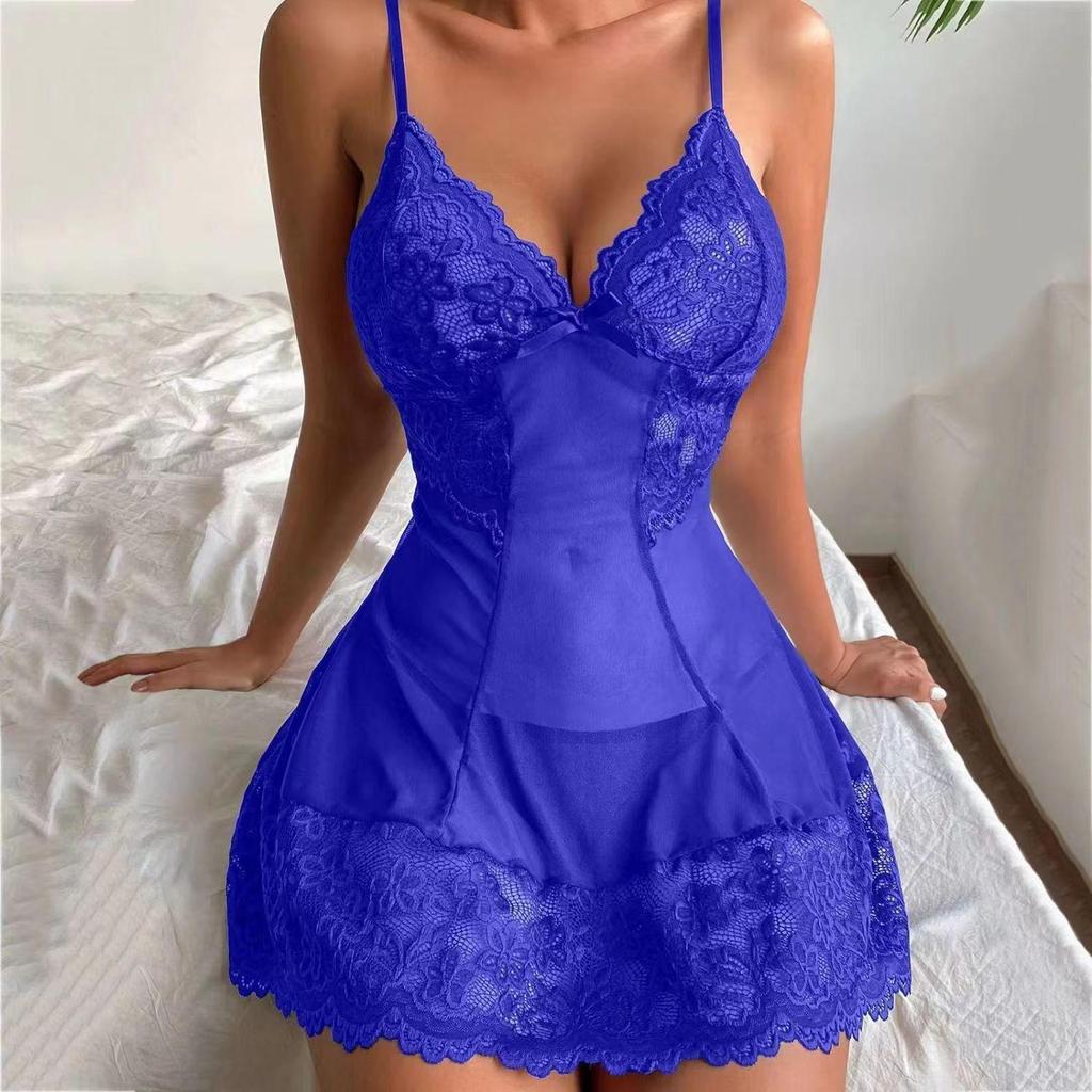 European & American Sexy Lace Lingerie Nightdress for Women