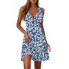 Ladies Casual Fashion V-Neck Sleeveless  Print Dress