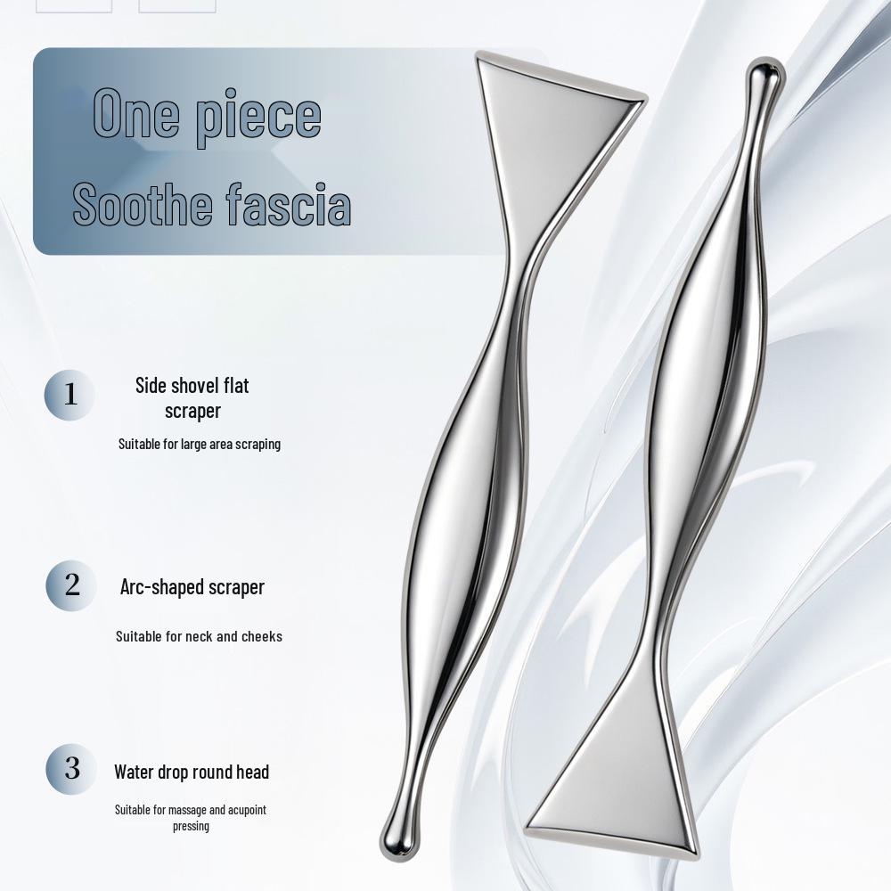 In-Stock Stainless Steel Facial Fascia Relaxation Massager Tool & Gua Sha Board
