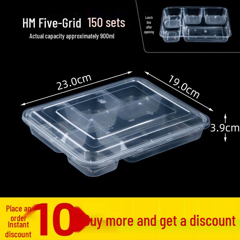 ZISIZ Disposable 4-Compartment Plastic Lunch Box