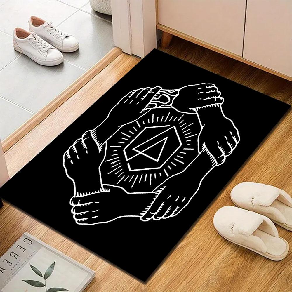Unity Hands with Geometric Symbol Patterned carpet, suitable as a non slip play mat for the living room and bedroom sofa
