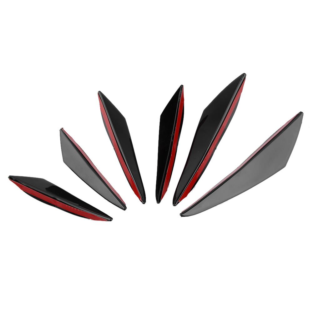 6 stk. Blank Svart Bil Frontfanger Vindkniv Lister Frontstang Universell