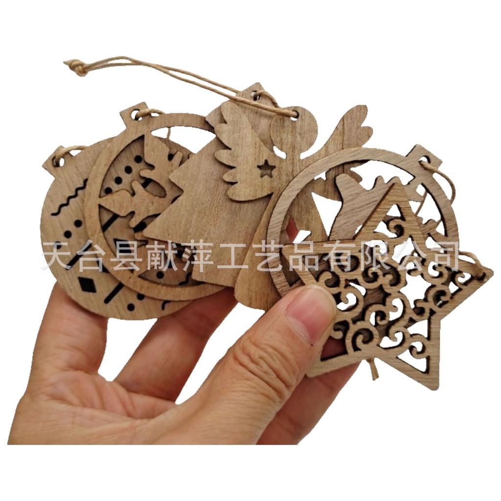 Boxed Wooden Christmas Snowflake Pendants: Laser-Engraved Hollow Ornaments