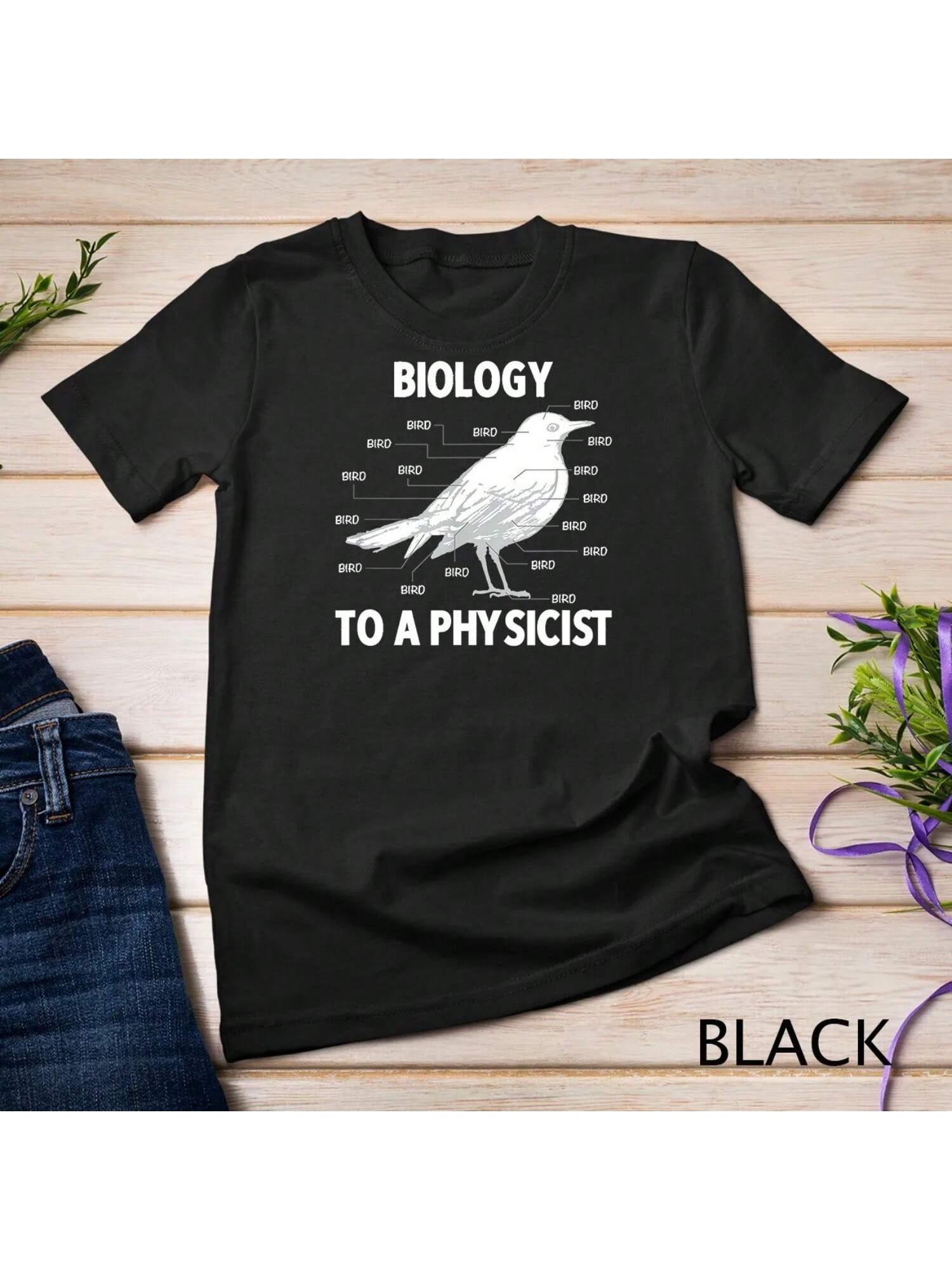 Biology To A Physicist Funny Physics T Shirt S разноцветный