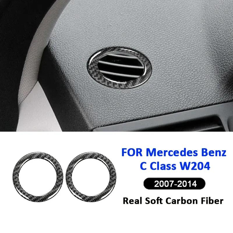 Carbon Fiber Car Trument Left Right Air Outlet Vent Frame Decoration Sticker For Mercedes Benz C Class W204 2007-2014