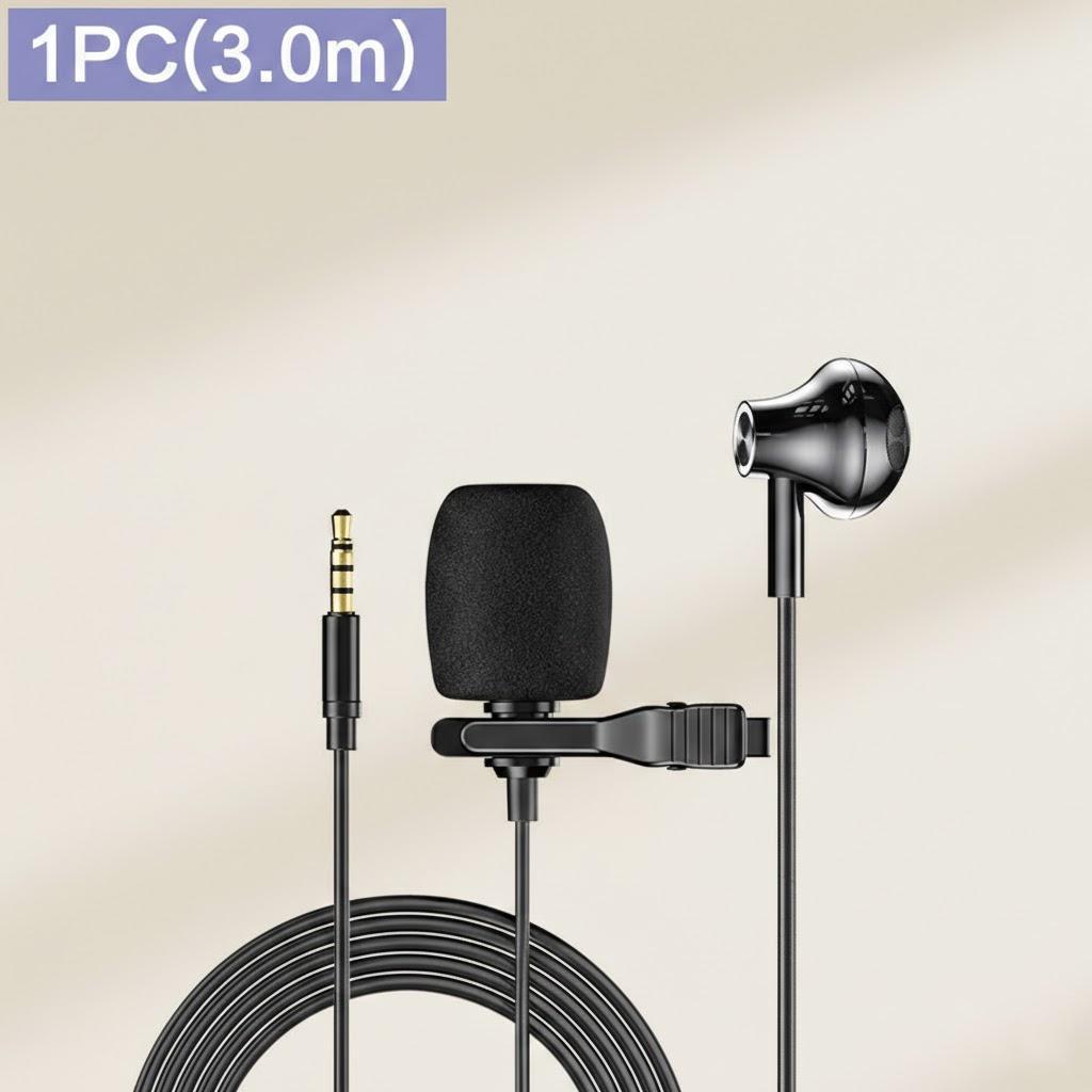 Omnidirectional Microphone Clip-on Condenser for iOS Android Phones Tablets Portable Recording Microphone