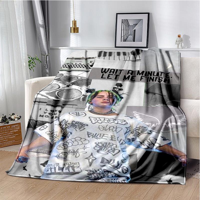 Moda Billie Eilish Şarkıcı Yıldız Flanel Battaniye Yumuşak Sıcak Atma Battaniye Yatak Odası Oturma Odası Yatak Seyahat Kamp Piknik Hediye İçin