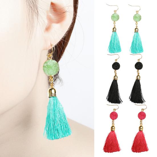 

1 пара богемных серег-крючков, хлопковые серьги с бахромой, висячие серьги для ушей