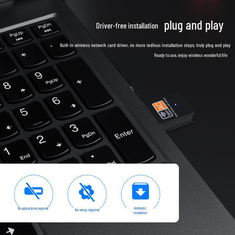 

5G Двохдіапазонний USB WiFi адаптер: Портативний бездротовий приймач для ноутбуків та настільних ПК