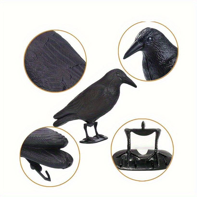 2 szt. Realistyczne łapacze ptaków 3D w kształcie czarnego kruka - Idealne na dekoracje ogrodowe i podwórkowe na Halloween, realistyczny odstraszacz ptaków na zewnątrz do domu i ogrodu