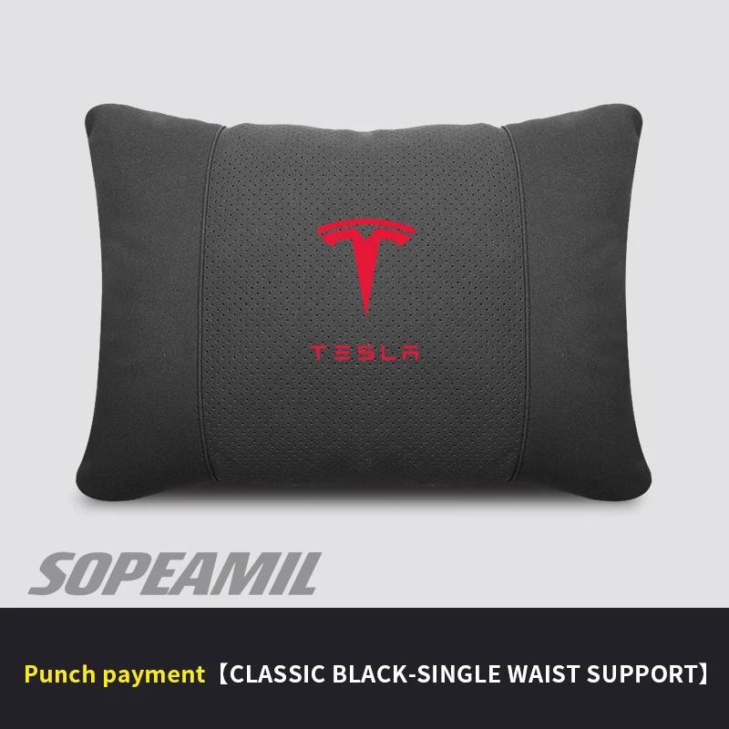 TDMC1 Car Ventilate Suede Headrest Neck Support Tesla Model 3 Model Y Model S Model X Cybertruck Roadsrer Seat Waist Cushion Pillow